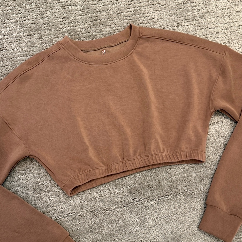BuffBunny Collection Cropped Luxe Sweatshirt  Brown small - Picture 3 of 5
